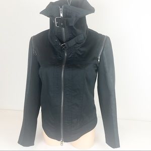 RVN Black Denim Jacket Vegan Leather size Small